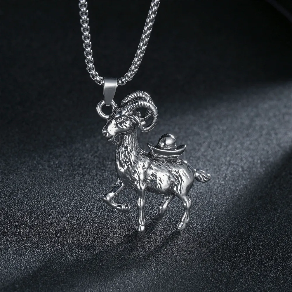 Punk Bull Buffalo Skull Pendant Necklace For Cool Men Women Stainless Steel Long Chain Necklace Party Gift Hip Hop Jewelry