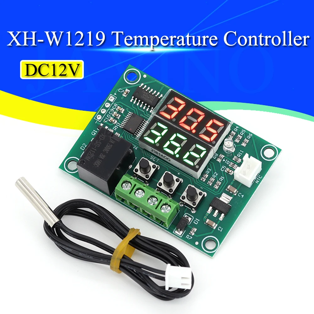 W1219 DC 12V podwójny LED cyfrowy termostat regulator temperatury regulator temperatury przełącznik sterujący moduł czujnika NTC 10K