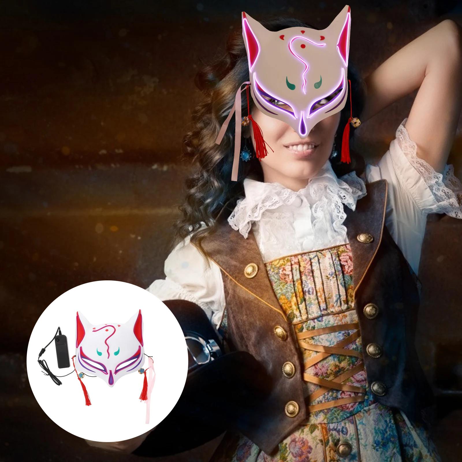 

1pc Glowing Luminous Plastic Halloween Scary Horror Costume Party Mask for Adults Kids Carnival Night Cosplay Mask