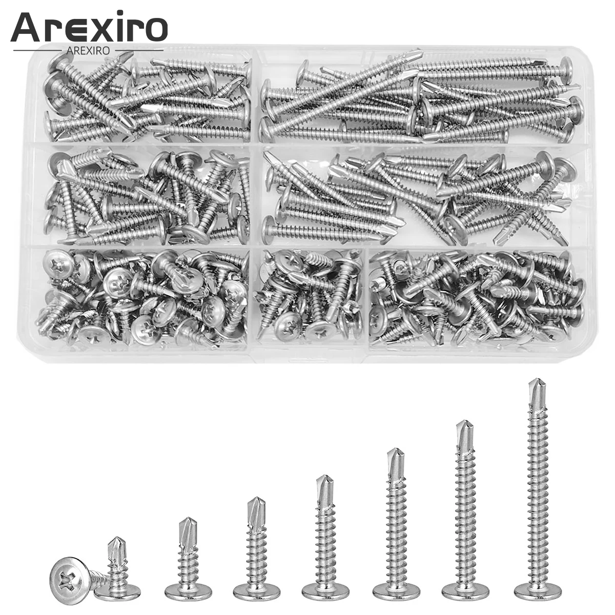 

200 шт. M4.2x13/16/19/25/32/38/45/50 мм саморезы с полукруглой головкой, самосверлящие винты с круглой головкой из нержавеющей стали