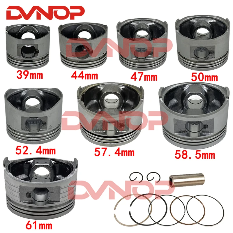 GY6 50 60 80 100 125CC 150CC  175CC 180CC 39mm  44mm 47mm 52.4mm 57.4mm 58.5mm 61mm 63mm Piston Kit Quad ATV Go Kart Buggy Parts