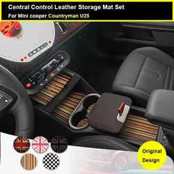 6Pcs Leather Car Door Groove Mat Slot Cup Holder Pad Anti-slip Decoration Cover For Mini Countryman U25 2024 2025 CarAccessories