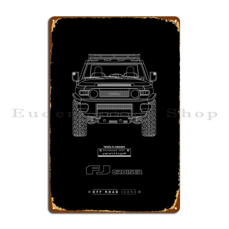 Fj Cruiser Bw Metal Plaque Decoration Custom Living Room Garage Garage Tin Sign Poster