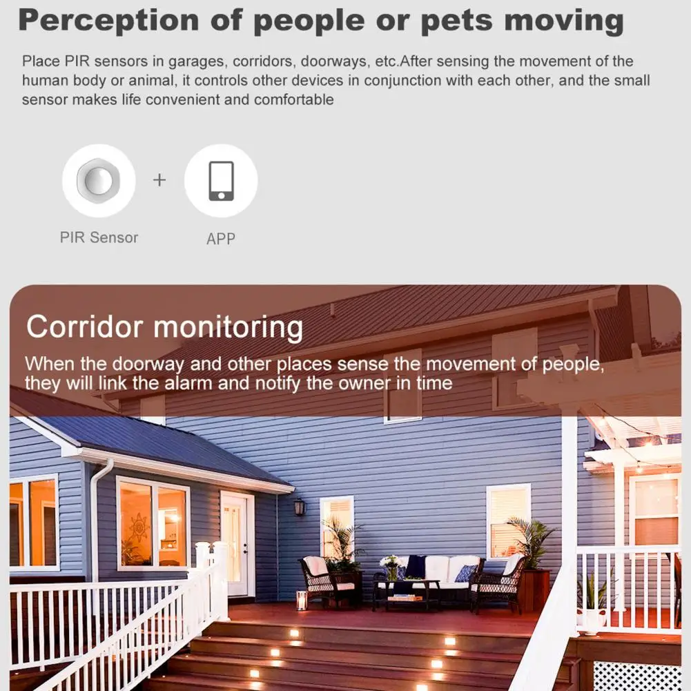 PIR Infrared Detector Convenient USB Rechargeable White Home Security Detector