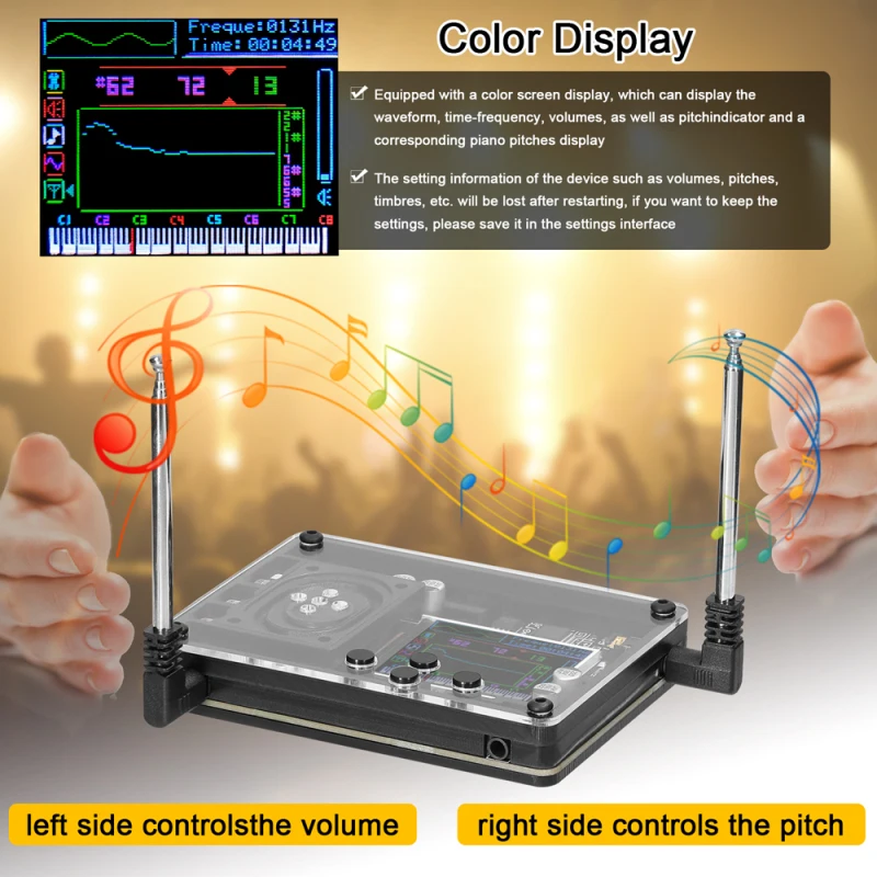 Audio Theremin Musical Module Type-C Interface Vintage Electronic Ingenious Instrument Multiple Voices Adjustable Color Screen