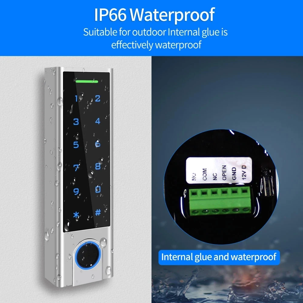 Smart Bluetooth TTLock App IP66 Waterproof Access Controller Passcode RFID 13.56MHz Card for Electric Door Lock System