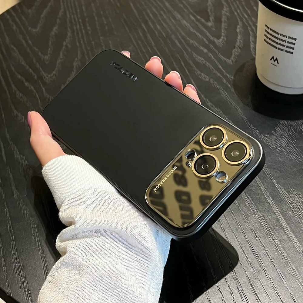 ممتاز اليد يشعر الفاخرة نافذة كبيرة جراب هاتف آيفون 16 15 14 13 12 11Pro ماكس ماتي مطلي عدسة الغطاء الواقي #4