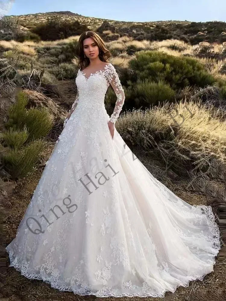 

S0305 Elegant Ivory Backless Floor-Length Appliques Tulle Full Dress Women Wedding Dresses/Bridal Gowns Free Shipping