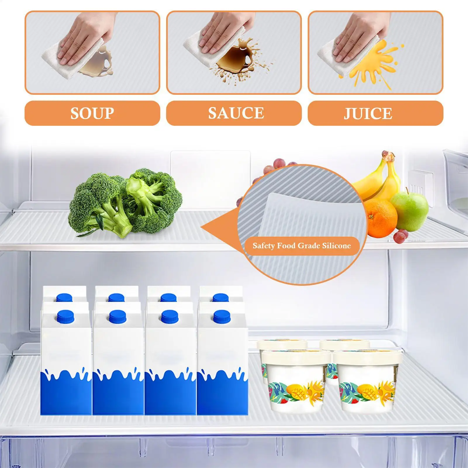 

Refrigerator Shelf Liners 4 Pieces Non-Adhesive Refrigerator Mat Spillproof Fridge Mats For Kitchen Closet Home Apartment Drawer