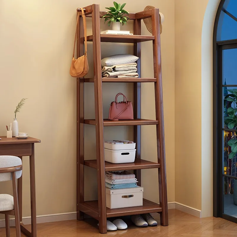 

Modern Design Solid Wood Coat Rack for Bedroom Simple Drying Rack with Hanger for Bed End Storage Small Apartment Storage Rack