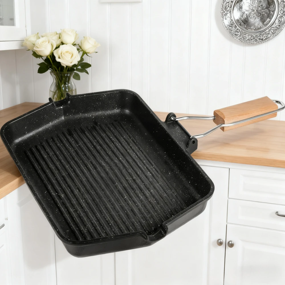 

KOSUN Grill Steak Frying Pan Nonstick Outdoor Stove Griddle Easy Clean Toast Pan Square Non Stick Frying Pans Bbq Roasting Pan