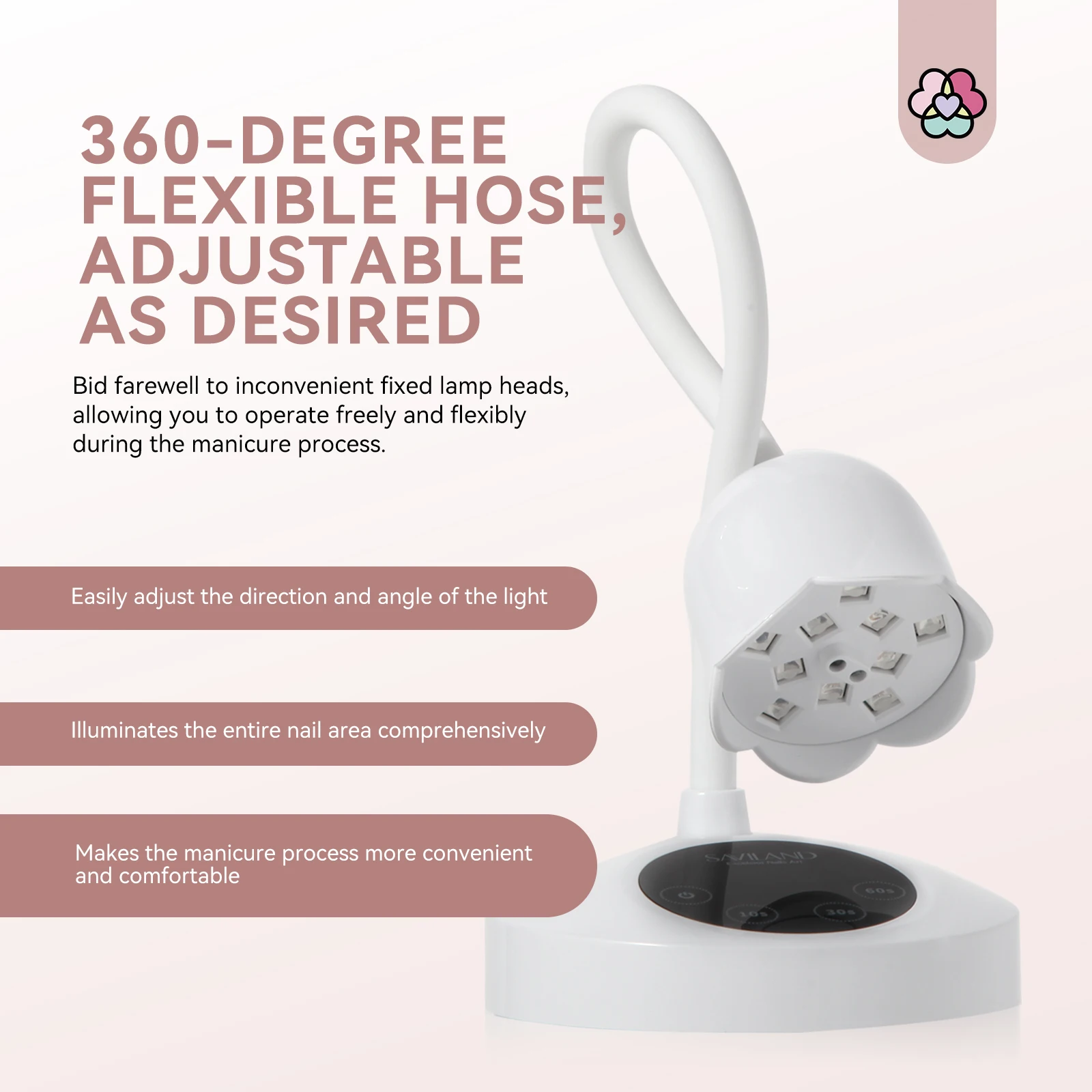 SAVILAND 30W Cordless UV LED Nail Lamp with Smart Sensor Professional Gooseneck Gel Nail Light for Home Salon Manicure