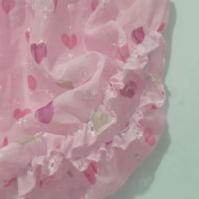 Sexy Pink Men's Underwear Cross-dressing Ruffled Panties Lolita Cute Heart Shaped Pattern Briefs Sissy Sexy Lingerie