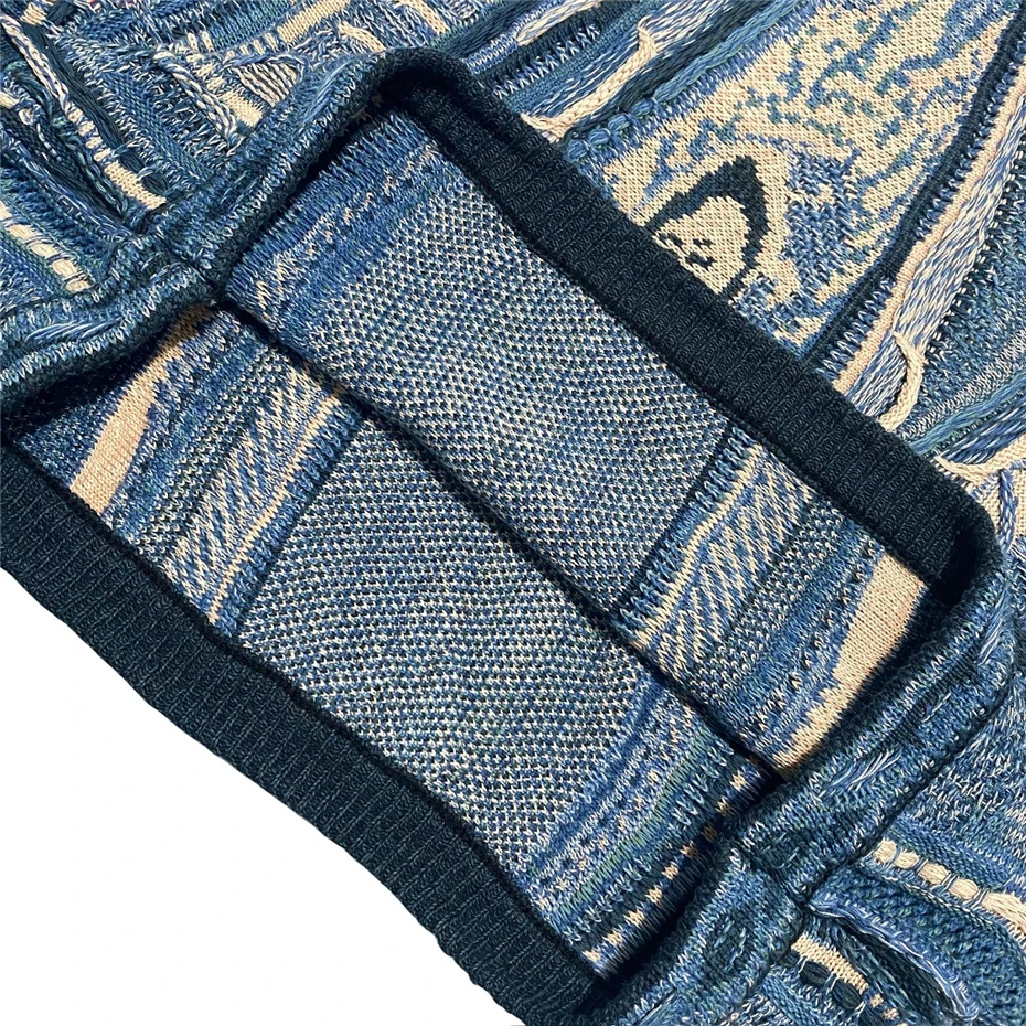 Męski sweter z grafiką w stylu vintage, streetwearowy sweter dziergany w stylu narodowym, jesienno-zimowy pulower męski, swetry Harajuku retro.