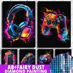 Fairy Dust AB Pop Neon Video Game Controller 5D DIY Diamond Painting Art Mosaic Embroidery Home Decor Kids Gift