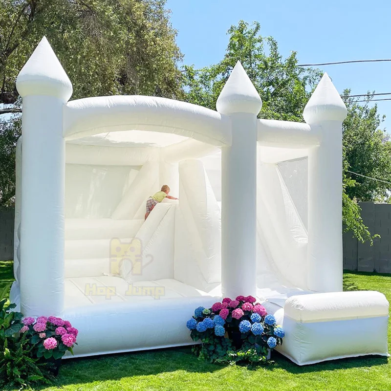 15ft outdoor white inflatable  bounce house with slide inflatable bouncer castle jumping house family kids jumper for sale