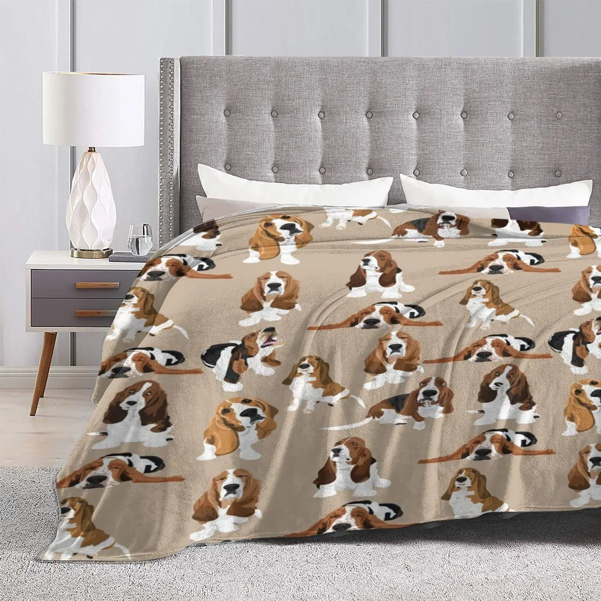 Basset Hound Super Warm Blanket Brown Dog Animal Camping Throw Blanket Winter Colorful Design Flannel Bedspread Sofa Bed Cover