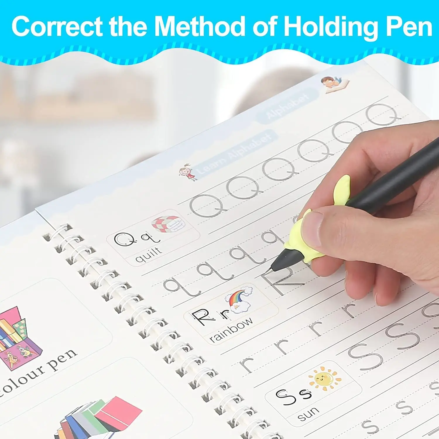 4 Books/set Magic Copybook Reusable English Practice Spanish Writing Pen Groove Alphabet Wordpad German Word Calligraphy