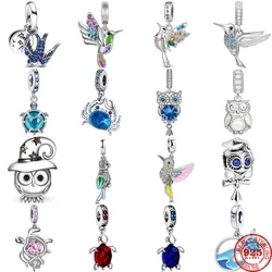 2024 Hot Sale 925 Sterling Silver Bird Turtle Owl Swallow Charms Bead Fit Original Pendant Bracelet necklace DIY Jewelry Gift