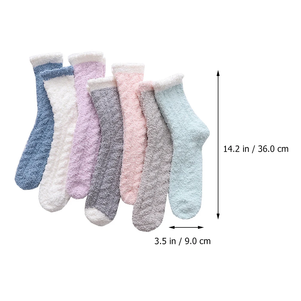 

Fuzzy Coral Fleece Socks Women Warm Floor Thickened Mid-calf Fall Christmas Comfortable Elastic Ankle Fit Not Tight Footwear