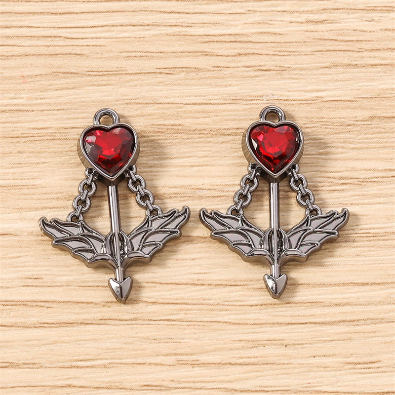 5 Stück 19x16mm Niedliche Kristall-Metall-Pfeil-Anhänger für Schmuckherstellung, Ohrhänger, Halsketten, Armbänder, DIY-Bastelbedarf – Detail 19