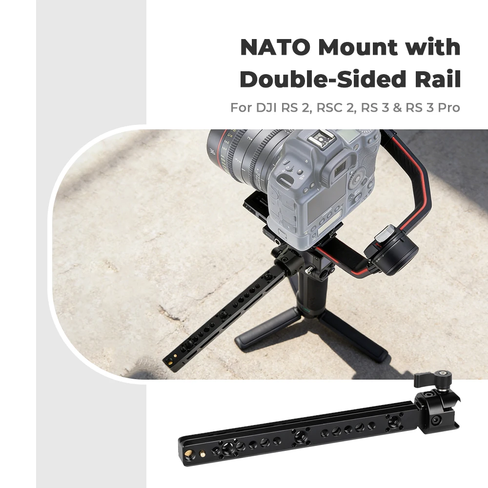 

Боковая рукоятка-удлинитель CAMVATE с креплением NATO и двусторонней направляющей для DJI RS 2, RSC 2, RS 3 и RS 3 Pro