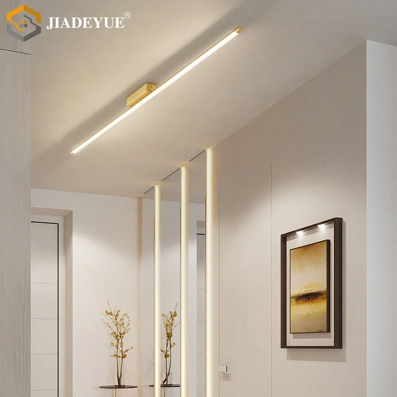Lampu Plafon Strip Panjang Tembaga Semua Modern Minimalis, Lemari Pakaian, Perlengkapan Pencahayaan Lorong, Minimalis Tanpa Lampu Utama