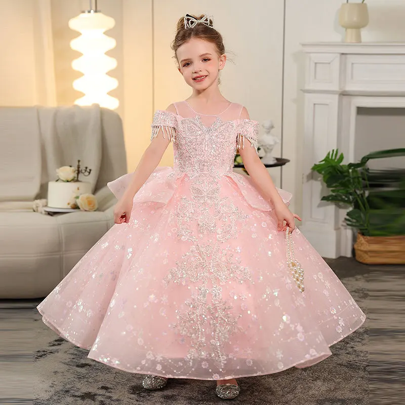 Vestido de princesa infantil, vestidos de aniversário para meninas de 2 a 8 anos, roupas de menina, vestido de festa infantil elegante