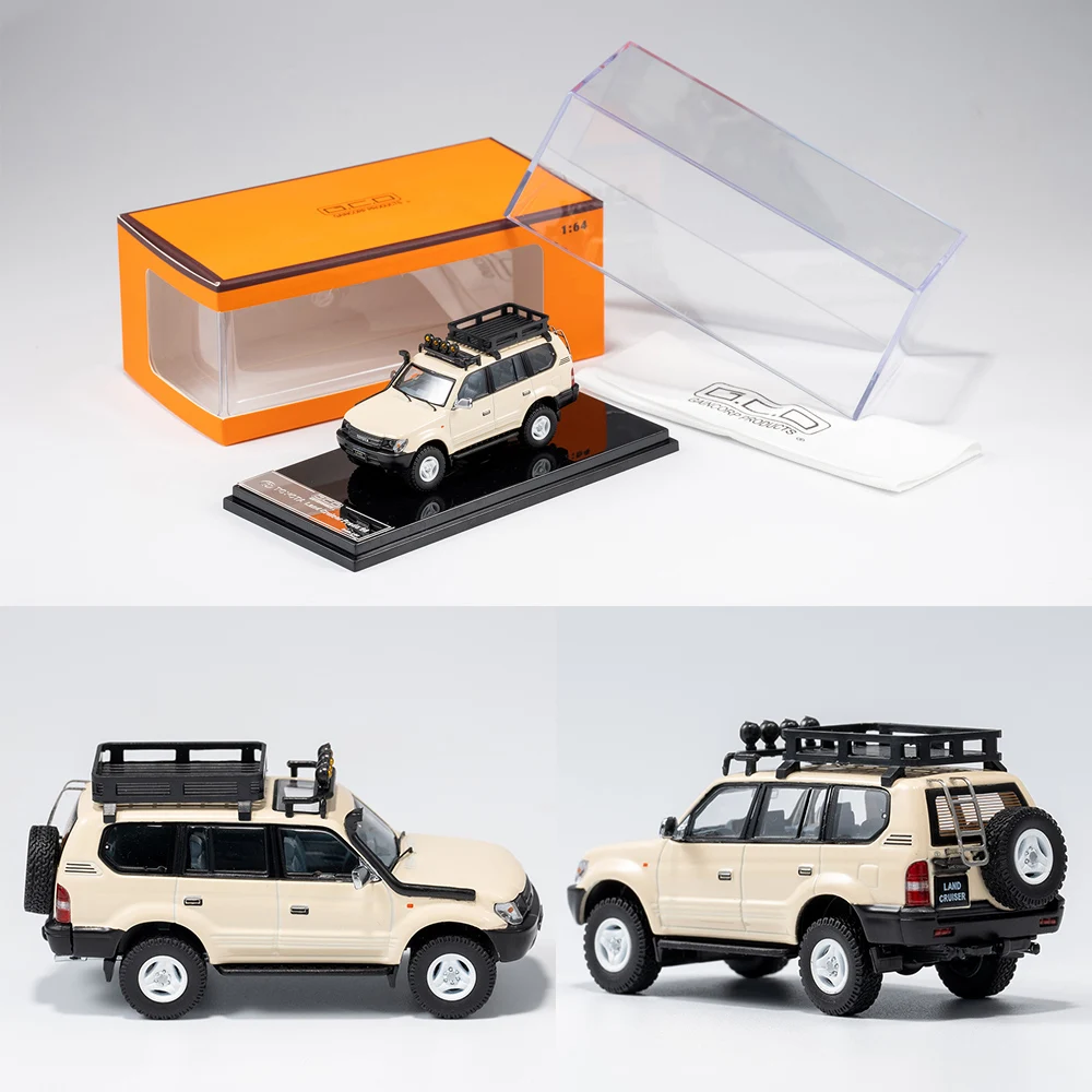 GCD 1/64 Prado 90 Heavy Modified Diecast Car Model Beige LHD Alloy Vehicle with Display Box Collection Gift