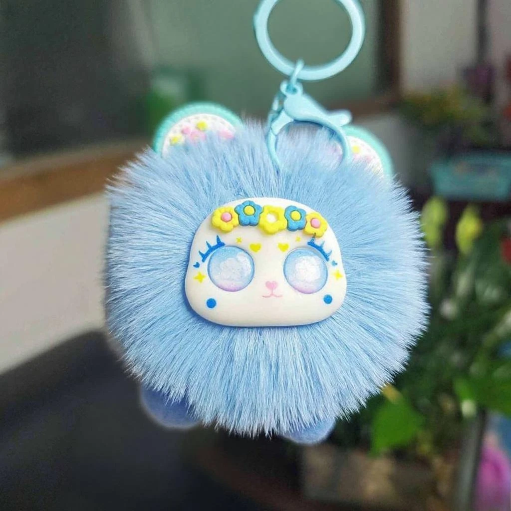 MINISO Adorable Multicolor Plush Bear Charm - Cute Gift for Girls, Backpack & Bag Accessory