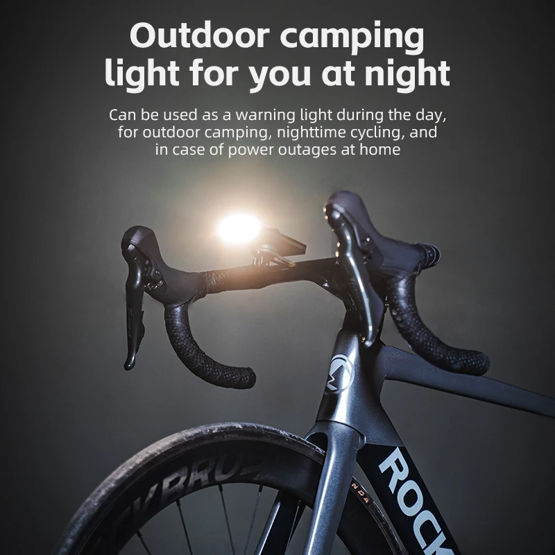 ROCKBROS Bike Light Type-C Charging Waterproof Cycling Lamp Handlebar Flashlight 5000mAh With Digital Display For Garmin Bryton