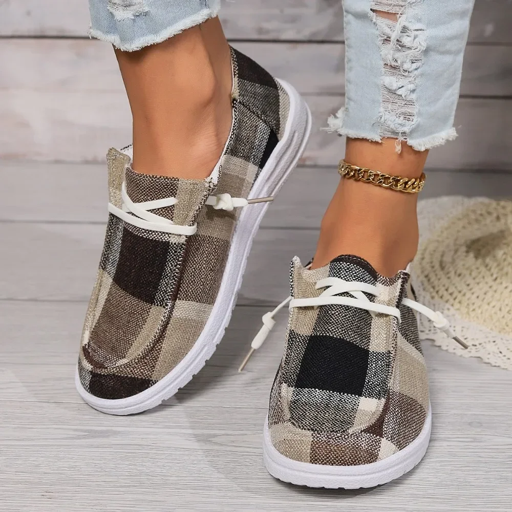 Woman Canvas Flats Light Weight Slip-on Flat Sneakers Ladies Summer Breathable Cloth Loafers Design Espadrilles  Luxury Shoes