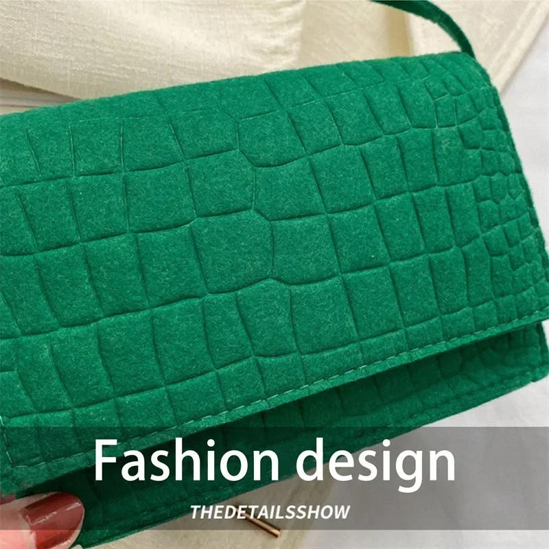 New Green Bags Female Shoulder Bag Korean Fashion Ladies Handbags Retro Solid Color Totes Square Crossbody Bag for Women