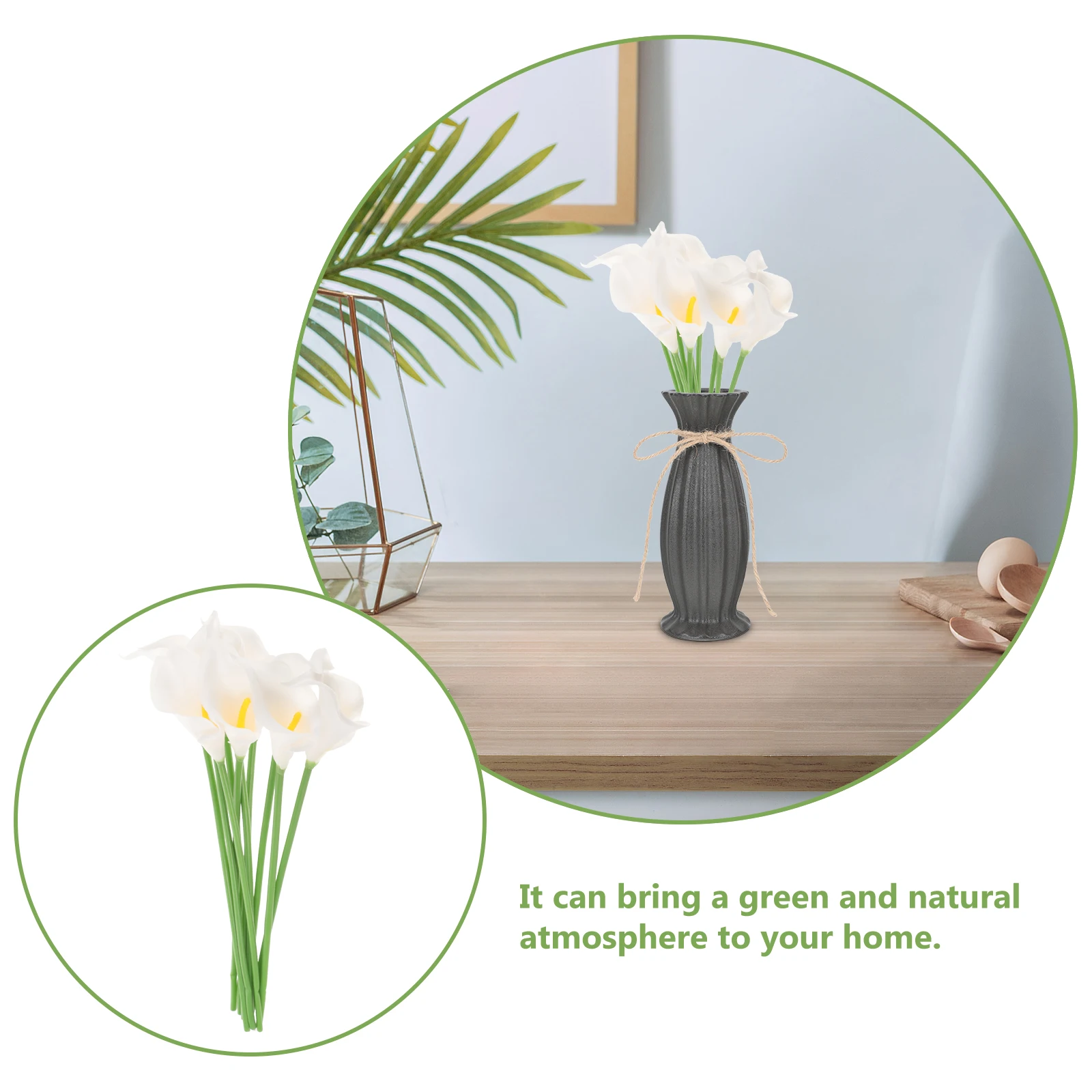 

10Pcs Artificial Calla Lily Flowers PU Real Touch White Bridal Wedding Bouquets Lifelike Waterproof Washable Decoration