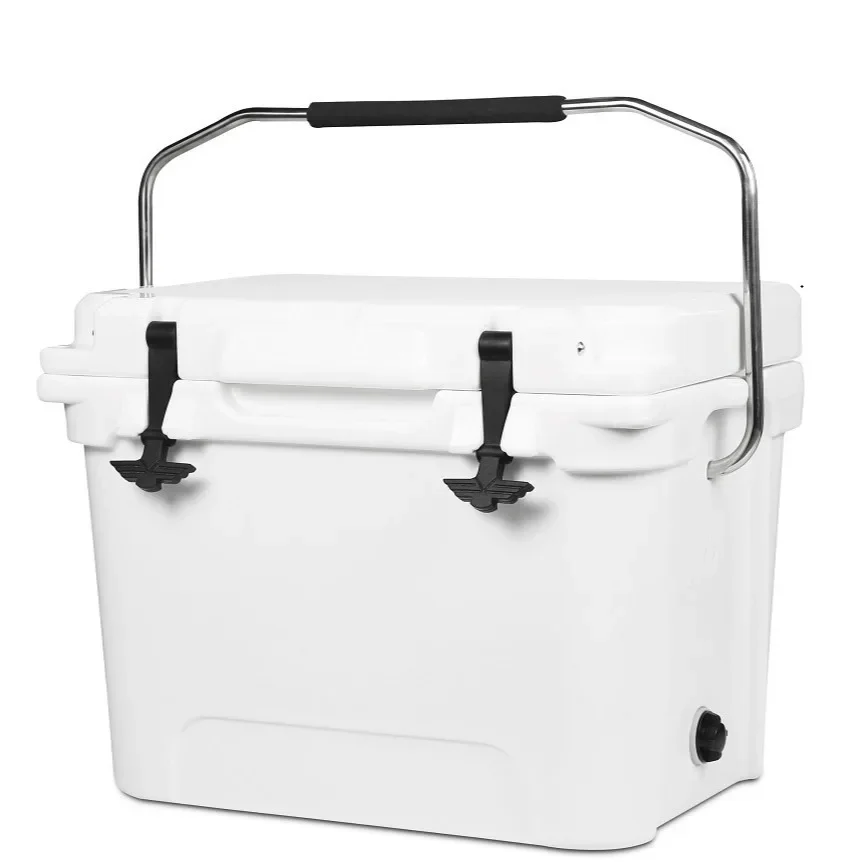 2024 High Quality 20L Hard Plastic Insulated Cooler Chest Box Foldable Thermal Kitchen Storage Camping Food Wine Storage Hunting