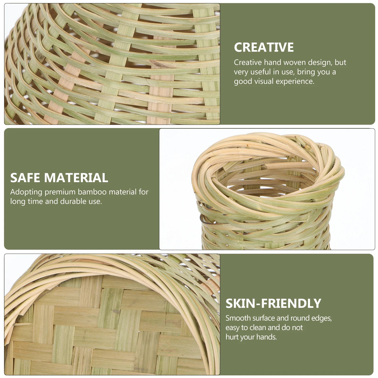 

Bamboo Vase Woven Flower Container Decorative Tabletop Pastoral Style Creative Basket for Home Office Balcony Plant Arrangement