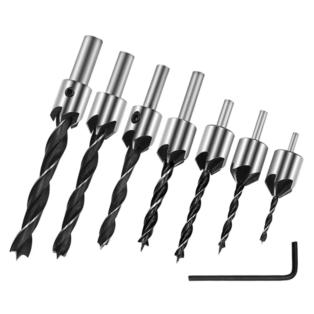 310mm 7Pcs For Wood Drill Bits Kit Three Point For Woodworking Drilling Set for For Wood with Reduced Slippage