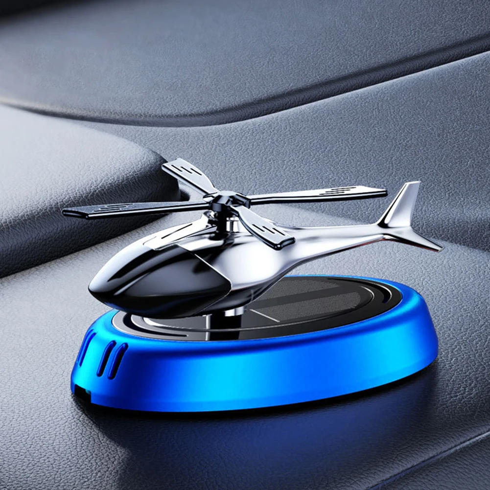 Solar Powered Rotation Helicopter Solar Aromatherapy Car Air Freshener Alloy+ABS Wooden Fragrance Auto Aroma Diffuser