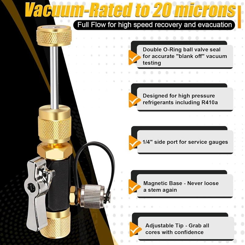 ABUG-HVAC Ventilkern-Entfernungswerkzeug, 1/4 Zoll vakuummodiertes Ventilkern-Entfernungswerkzeug, funktioniert mit allen Kältemitteln, HVAC-Werkzeuge