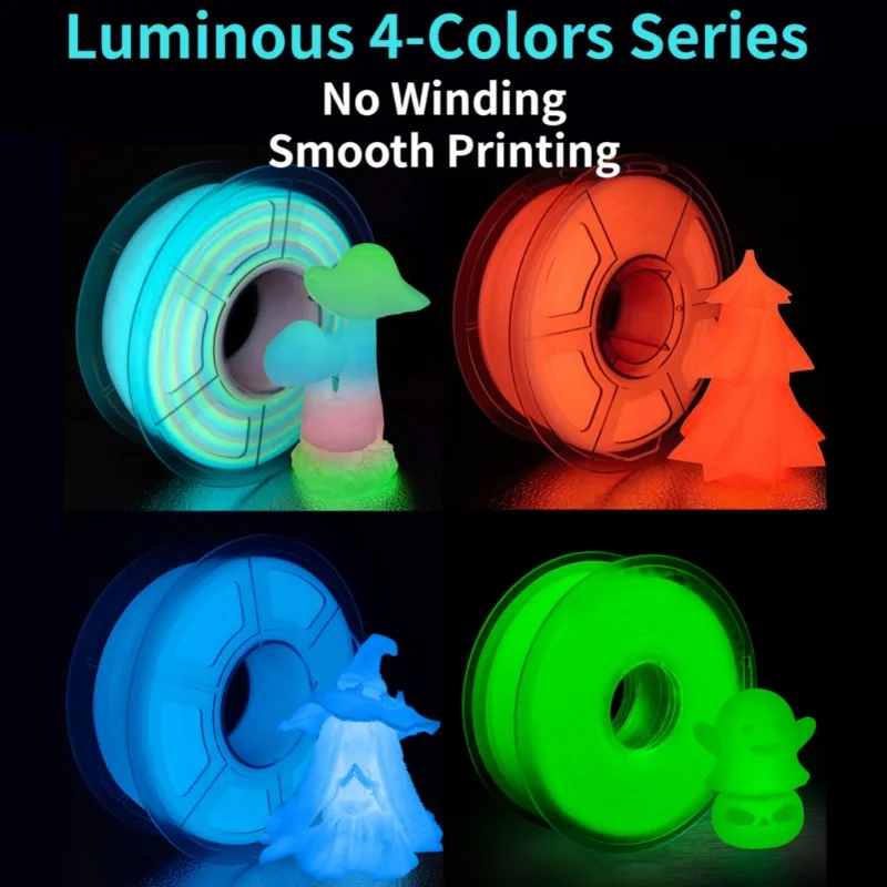 Glow in The Dark Filament Multicolor,Green,Blue and Red,Dimensional Accuracy +/- 0.03 mm Luminous PLA Luminous Rainbows