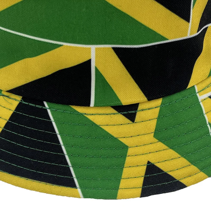 Bocca Jamaica Bucket Hat Flag Panama Fisherman Hats Men Women National Flag Print Double Sides Reversible Summer Bob Cap Gorras