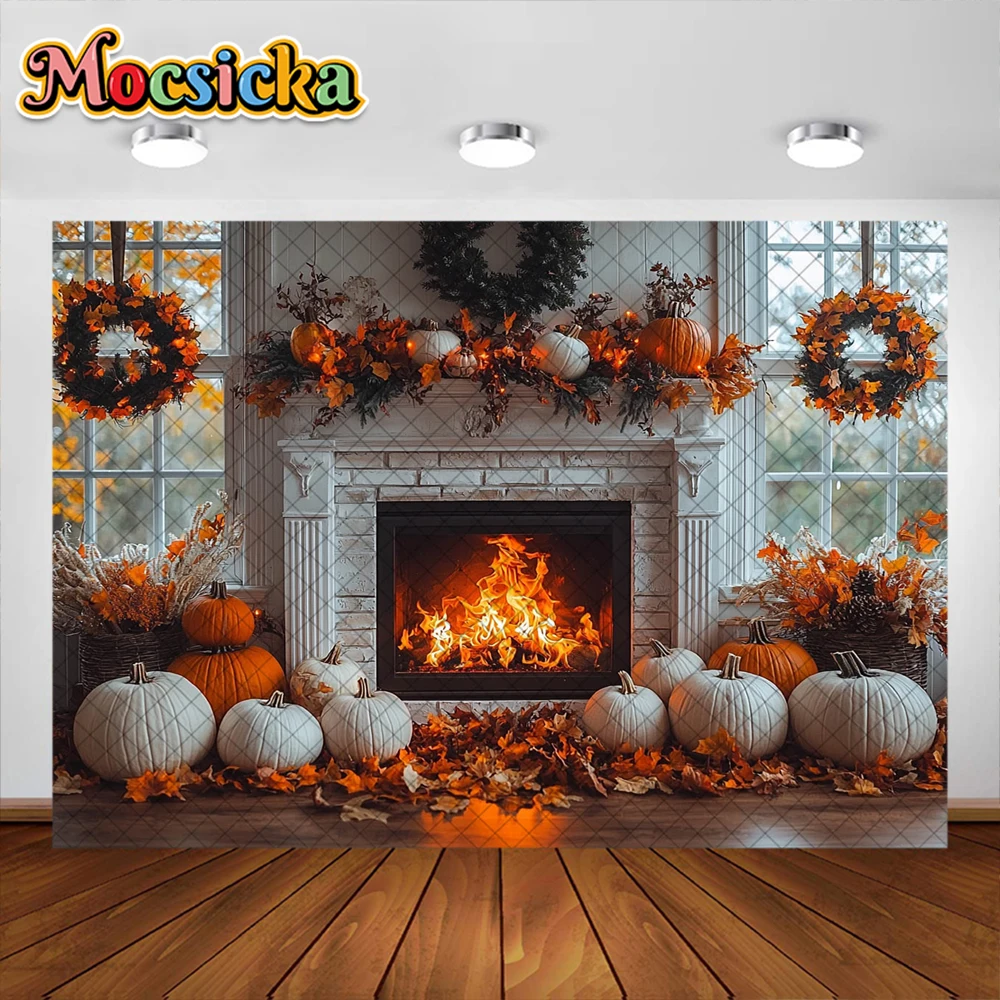 Осенний фон для фотосъемки с тыквой, искусственное украшение для детей, праздничный портретный фон, Фотостудия