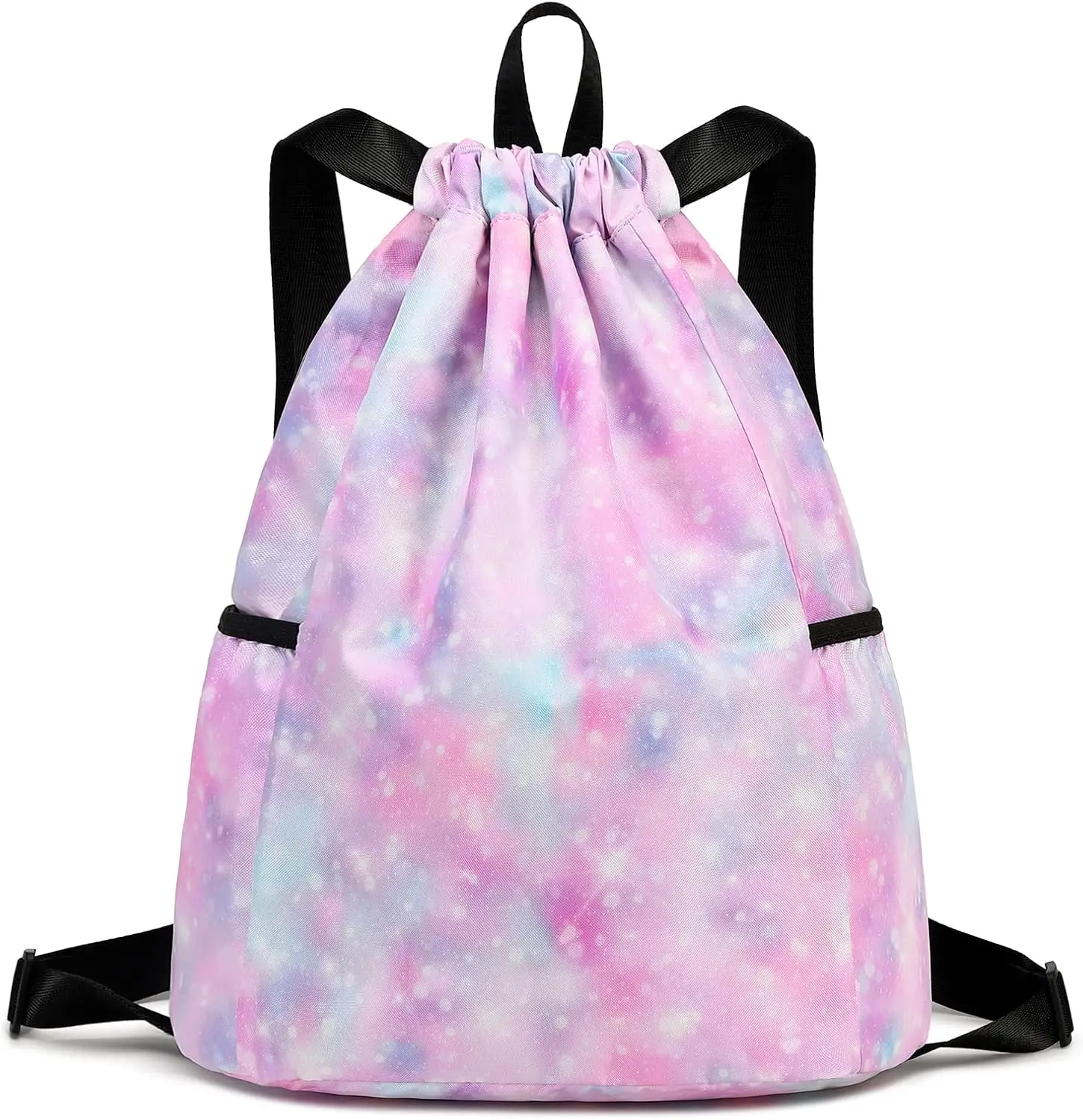 

Kids drawstring bag swim Cloth storage bag for boys and girls sports beach camp backpack Galaxy Pink