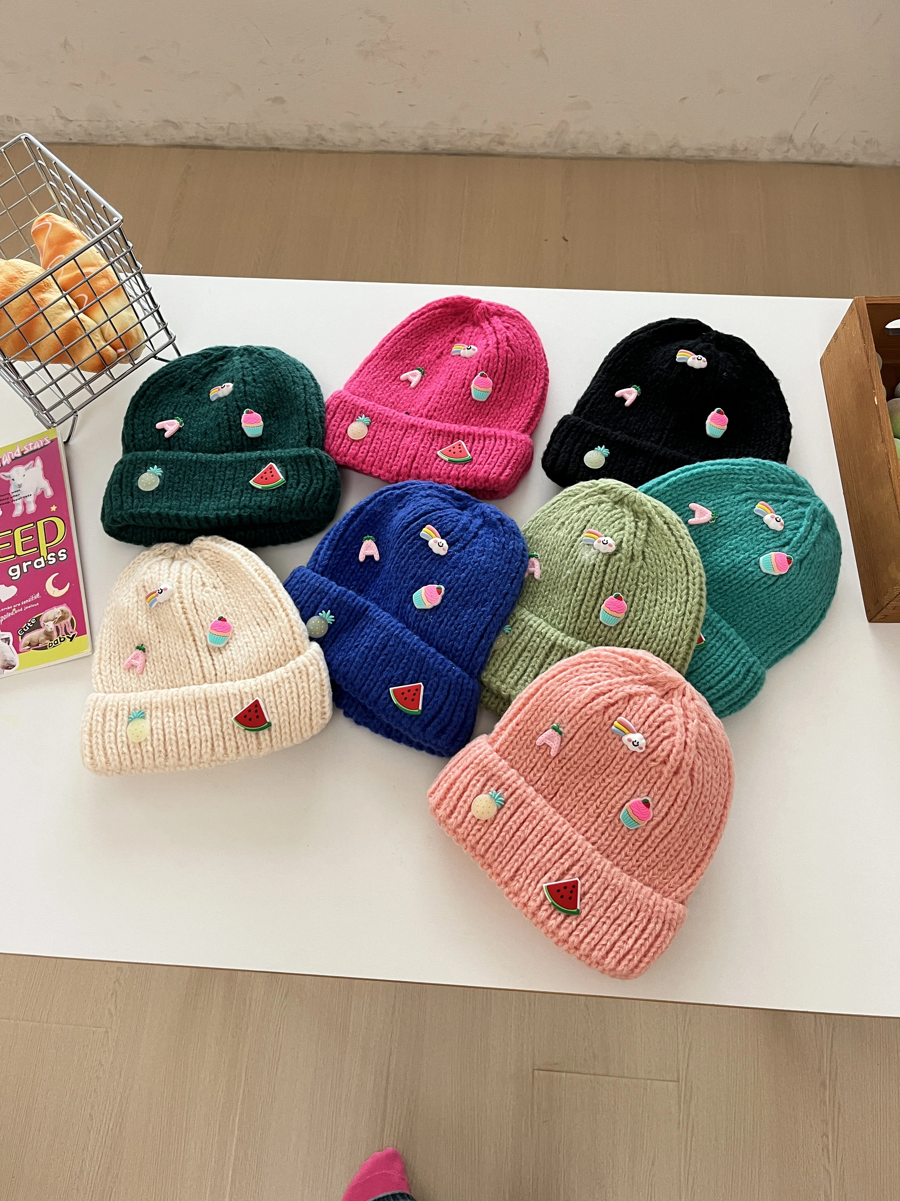 

Cute Knitted Wool Hat Women Fashion Hooded Thick Beanies Cap Winter Keep Warm Woolen Cold Hats Kpop Personality Bonnet