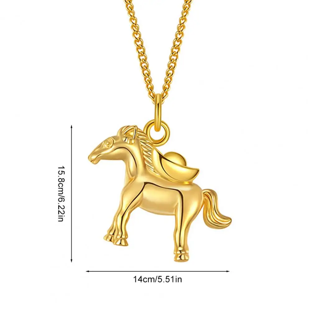 Wealth Charm Necklace Horse Pendant Necklace Lucky Ingot Charm Wealth Horse Jewelry Birthday Gift for Women Men Accessories