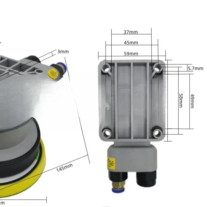 Automatic, Pneumatic Grinder, Robotic Arm, Dry Grinding Head Robotic Hand 3/4/5/6 Inch, Square Polisher Vacuum