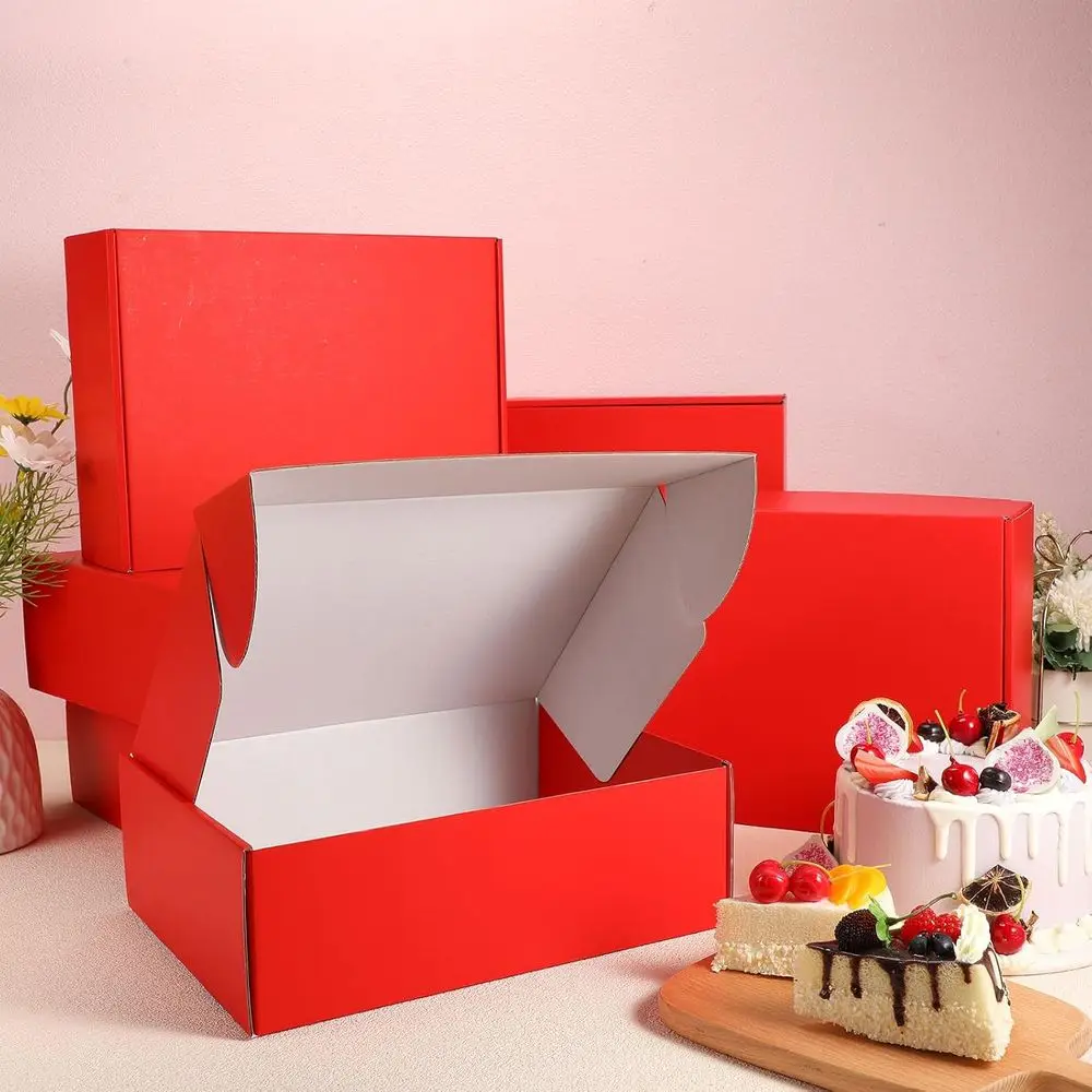 Pacote com 40 Caixas de Papelão Corrugado 12x9x4 Polegadas para Envio, Documentos e Embalagens de Pequenos Negócios (Vermelho)