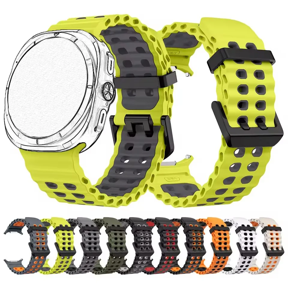 Original-Armbänder für Samsung Galaxy Watch Ultra 47 mm Zubehör Marine Sport Silikonarmband Correa Galaxy Watch 7 Ultra Band