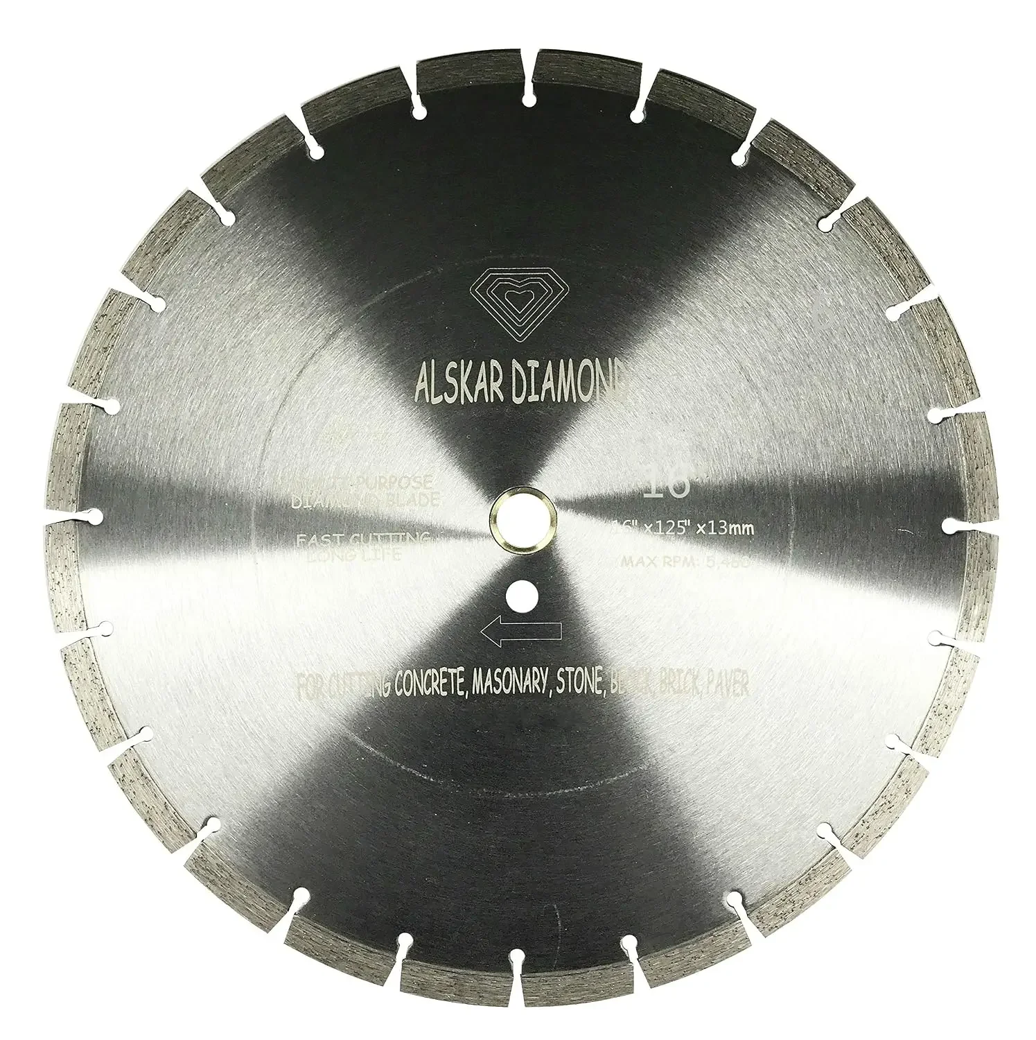 ADLSS inch Dry or Wet Cutting General Purpose Power Saw Segmented Diamond Blades for Concrete Stone Brick Masonry (16