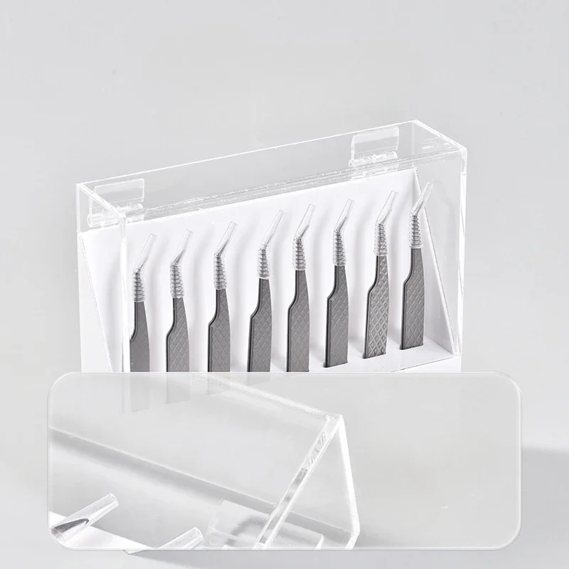Support de rangement pour pinces à épiler en acrylique, présentoir professionnel pour extensions de cils, gain de place, organisateur de pincettes, outils de maquillage
